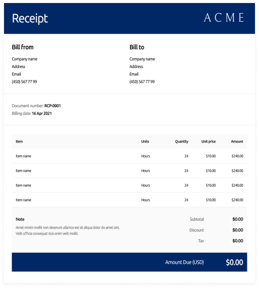 receipt template